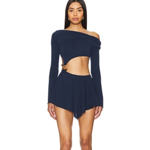 JADED LONDON Asymmetric Dress in Blue - Picture 1 of 8